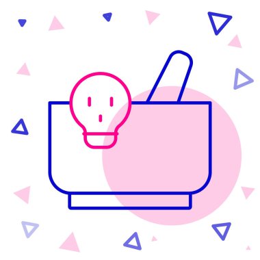 Havan topu ve tokmak simgesi beyaz arkaplanda izole edildi. Renkli taslak konsepti. Vektör