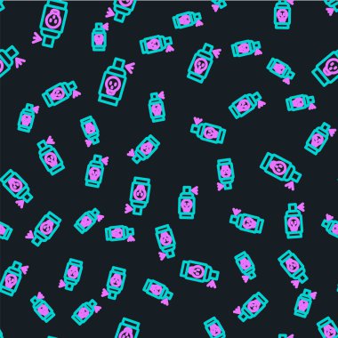 Böcek ikonuna karşı çizgi spreyi siyah arkaplanda izole edilmiş pürüzsüz desen. Vektör