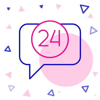 Hat Telefonu, beyaz arkaplanda 24 saatlik destek ikonu izole edildi. Tüm gün müşteri destek merkezi. Tam zamanlı çağrı servisi. Renkli taslak konsepti. Vektör