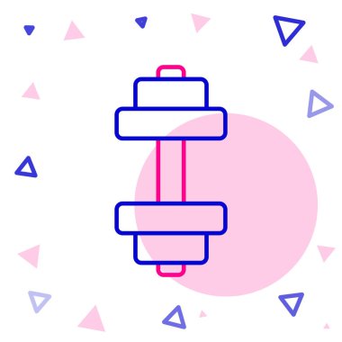 Dumbbell çizgisi simgesi beyaz arkaplanda izole edildi. Kas kaldırma, fitness halteri, spor malzemeleri. Renkli taslak konsepti. Vektör