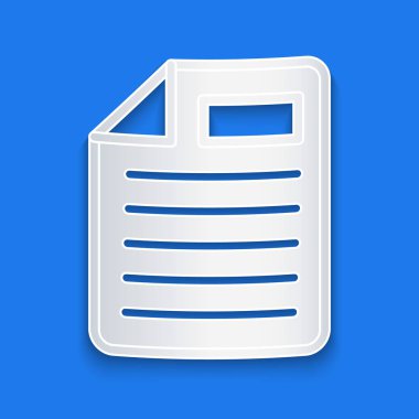 Kağıt kesimi Dosya simgesi mavi arkaplanda izole edildi. Kontrol listesi simgesi. İş konsepti. Kağıt sanatı tarzı. Vektör