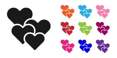 Siyah Kalp simgesi beyaz arkaplanda izole edildi. Romantik sembol, bağlanma, tutku ve düğün. Sevgililer günün kutlu olsun. Simgeleri renklendirin. Vektör