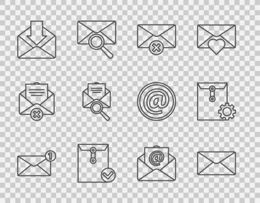 Zarfı sil, zarfı sil ve işaretle, büyüteç, e-posta ve simge ayarı ile. Vektör