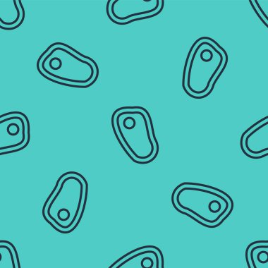 Siyah çizgi biftek ikonu yeşil arka planda pürüzsüz desen izole etti. Vektör