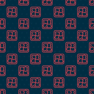 Psikoloji ikonundaki soruna kırmızı çizgi çözümü siyah arkaplanda izole edilmiş kusursuz desen. Bulmaca. Akıl sağlığı terapisi. Vektör