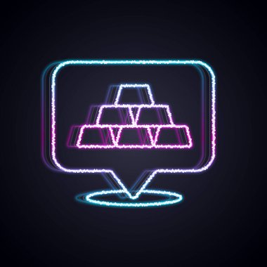 Parlayan neon çizgisi simgesi siyah arkaplanda izole edilmiş. Bankacılık işi konsepti. Vektör