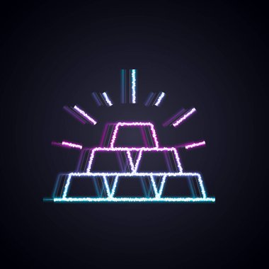 Parlayan neon çizgisi simgesi siyah arkaplanda izole edilmiş. Bankacılık işi konsepti. Vektör