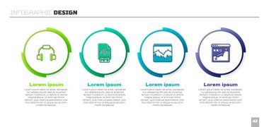 Kulaklıkları, MP3 dosya belgelerini, müzik dalga eşitleyicisini ve Histogram grafik fotoğrafçılığını ayarla. Ticari bilgi şablonu. Vektör