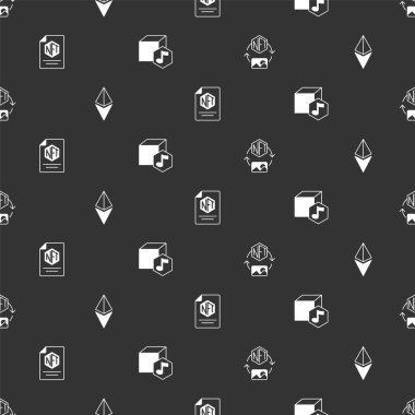 NFT Dijital Şifreleme Sanatı, Ethereum ETH, bant ve kusursuz desen ayarlayın. Vektör