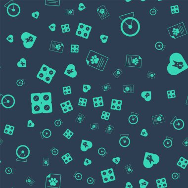 Tıbbi kayıt evcil hayvanını, hamster tekerleğini, köpek hapını ve kalbi sorunsuz bir şekilde ayarla. Vektör