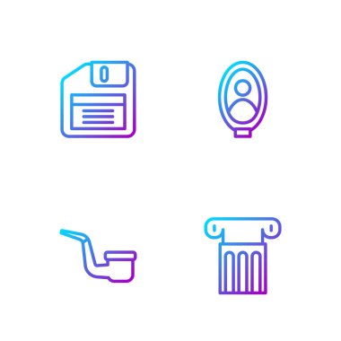 Eskiler sütunu, tüttürme piposu, disket ve Portre Müzesi. Renk simgeleri. Vektör