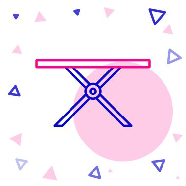 Çizgi ütü tahtası simgesi beyaz arkaplanda izole edildi. Buhar ütüsü. Renkli taslak konsepti. Vektör.