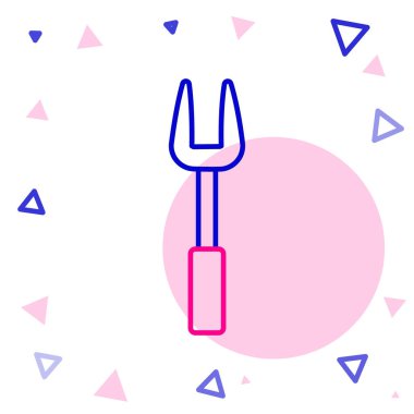 Barbekü çatalı simgesi beyaz arkaplanda izole edildi. Mangal çatalı tabelası. Barbekü ve ızgara aleti. Renkli taslak konsepti. Vektör