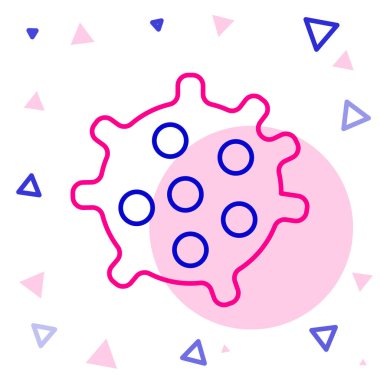 Beyaz arkaplanda çizgi bakteri simgesi izole edildi. Bakteriler ve mikroorganizmalar, sebep olan mikroorganizma hastalıkları, hücre kanseri, mikrop, virüs, mantar. Renkli taslak konsepti. Vektör