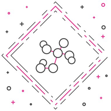 Çizgi Kimyasal Formül simgesi beyaz arkaplanda izole edildi. Yenilikçi tıp, sağlık, araştırma ve bilim için soyut altıgen. Renkli taslak konsepti. Vektör