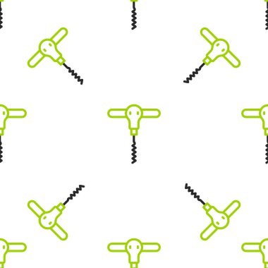 Çizgi şarap tirbuşon simgesi beyaz arka planda izole edilmiş pürüzsüz desen. Vektör