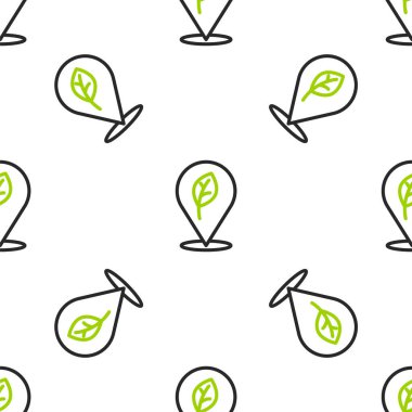 Yaprak simgesine sahip çizgi konumu beyaz arkaplanda izole edilmiş pürüzsüz desen. Çevre enerjisi kavramı. Alternatif enerji kavramı. Vektör