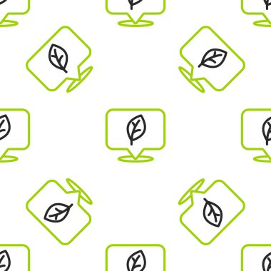Yaprak simgesine sahip çizgi konumu beyaz arkaplanda izole edilmiş pürüzsüz desen. Çevre enerjisi kavramı. Alternatif enerji kavramı. Vektör