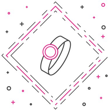 Elmas çizgisi nişan yüzüğü simgesi beyaz arkaplanda izole edildi. Renkli taslak konsepti. Vektör