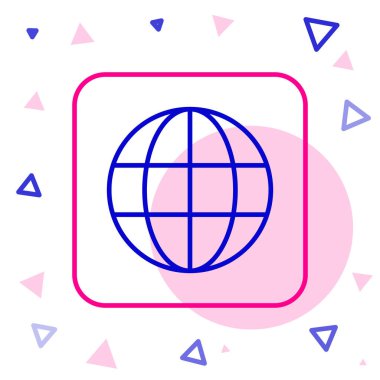 Çizgi Dünya Çizgisi simgesi beyaz arkaplanda izole edildi. Yerküreye iğnele. Renkli taslak konsepti. Vektör