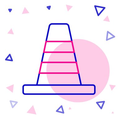 Beyaz arkaplanda çizgi trafik konisi simgesi izole edildi. Renkli taslak konsepti. Vektör