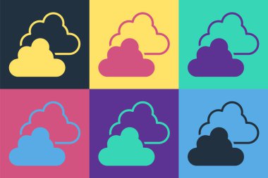 Pop Art Cloudy hava durumu ikonu renk arkaplanında izole edildi. Vektör