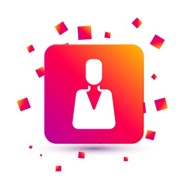 Beyaz Çalışan simgesi beyaz arkaplanda izole edildi. Kafa avcılığı. İş hedefi ya da İş Bulma. İş için insan kaynakları ve adam toplama. Kare renk düğmesi. Vektör