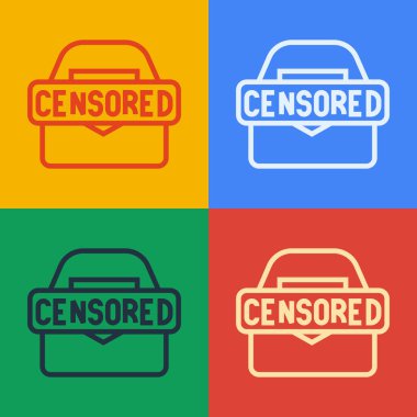 Pop sanat sansürlü pul simgesi renk arkaplanında izole edildi. Vektör.