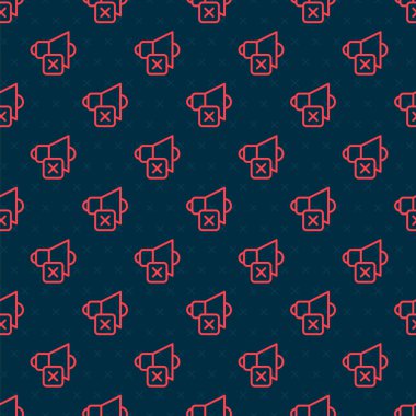 Kırmızı çizgi sözcüsü simgeyi siyah arkaplanda izole etti. Ses simgesi yok. Ses Kapalı sembolü. Vektör.