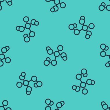 Siyah çizgi kimyasal formül ikonu yeşil arka planda izole edilmiş pürüzsüz desen. Yenilikçi tıp, sağlık, araştırma ve bilim için soyut altıgen. Vektör