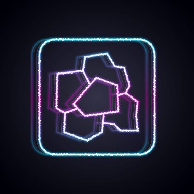Parlayan neon hattı altın külçesi simgesi siyah arkaplanda izole edildi. Mineral kaya. Vektör