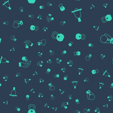 Ağırlık, boks zili, eldiven ve kusursuz şablona ayarlayın. Vektör