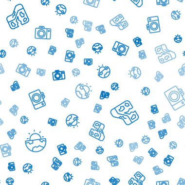 Hat Dünya 'nın çekirdek kabuğunu, jeolojik fayı ve fotoğraf makinesini kusursuz desene ayarlayın. Vektör