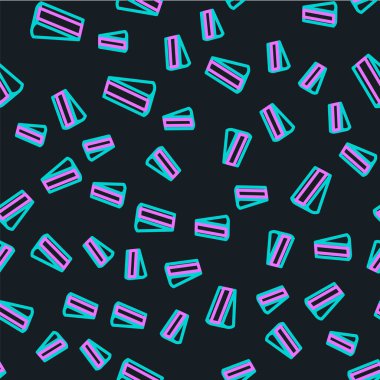 Çizgi pasta simgesi siyah arkaplanda izole edilmiş kusursuz desen. Doğum günün kutlu olsun. Vektör