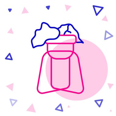 Hat saksısı bitkisi beyaz arka planda izole edilmiş. Tencerede yetişen bir bitki. Saksı bitkisi işareti. Renkli taslak konsepti. Vektör