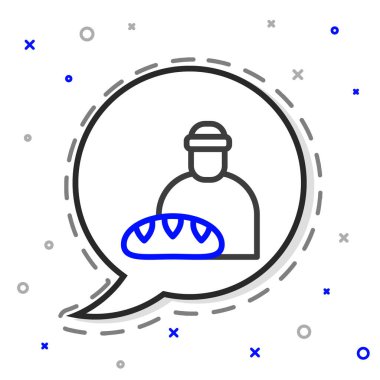 Beyaz arka planda izole edilmiş evsiz simgesini besleyen çizgi. Yardım ve destek. Açlık kavramına yemek vermek. Renkli taslak konsepti. Vektör