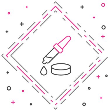 Hat Pipette simgesi beyaz arkaplanda izole edildi. Tıbbi elementler, kimya laboratuarı ekipmanları. Damlalı boru. Tıp sembolü. Renkli taslak konsepti. Vektör