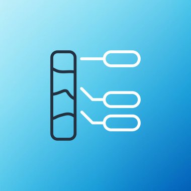 Çizgi tarımsal toprak testi ve sonuç ikonu mavi arka planda izole edildi. Dijital toprak analizi. Renkli taslak konsepti. Vektör