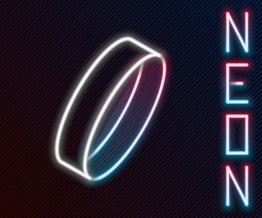 Parlayan neon çizgili altın yüzük simgesi siyah arkaplanda izole edildi. Renkli taslak konsepti. Vektör