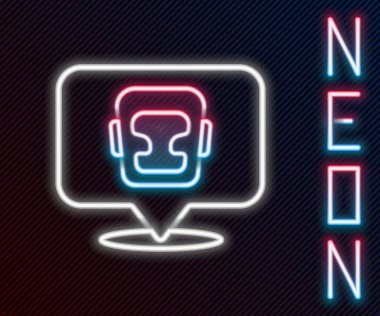 Parlayan neon hattı boks başlığı simgesi siyah arkaplanda izole edildi. Renkli taslak konsepti. Vektör