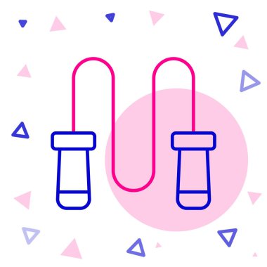 İp atlama simgesi beyaz arkaplanda izole edildi. İp atlıyorum. Spor malzemeleri. Renkli taslak konsepti. Vektör