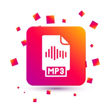 White MP3 file document. Download mp3 button icon isolated on white background. Mp3 music format sign. MP3 file symbol. Square color button. Vector. clipart