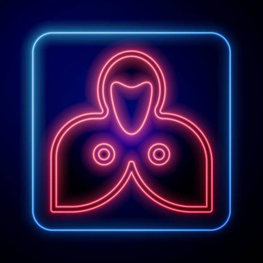 Parlayan neon manto, pelerin, pelerin simgesi siyah arkaplanda izole. Büyücünün sihirli pelerini, Cadılar Bayramı tasarımı için büyücü ve cadı. Vektör.