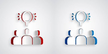 Kağıt kesme Proje takım simgesi gri arkaplanda izole edildi. İş analizi ve planlama, danışmanlık, takım çalışması, proje yönetimi. Kağıt sanatı tarzı. Vektör.