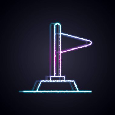 Parlayan neon çizgisi simgesi siyah arkaplanda izole edildi. Zafer, kazanmak ve zorluk konseptini fethetmek. Vektör.