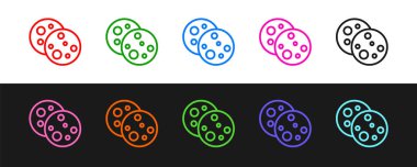 Çizgi çerez ya da bisküvi, siyah beyaz arka planda izole edilmiş çikolata ikonu. Vektör