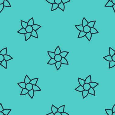 Black line Flower icon isolated seamless pattern on green background. Sweet natural food.  Vector