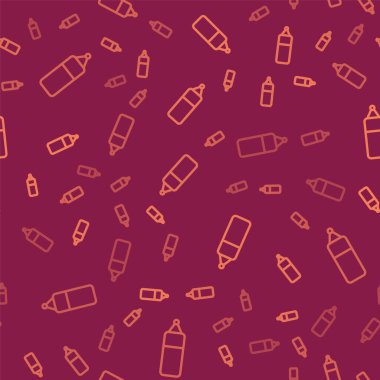 Brown line Punching bag icon isolated seamless pattern on red background.  Vector