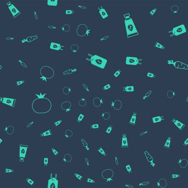 Vejetaryen yemek diyeti, organik kozmetik, domates ve havucu kusursuz bir kalıba sokun. Vektör