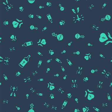 Hristiyan haçı, dua etme pozisyonu kutsal su şişesi ve dindar kalbi kusursuz bir şekilde yerleştirin. Vektör